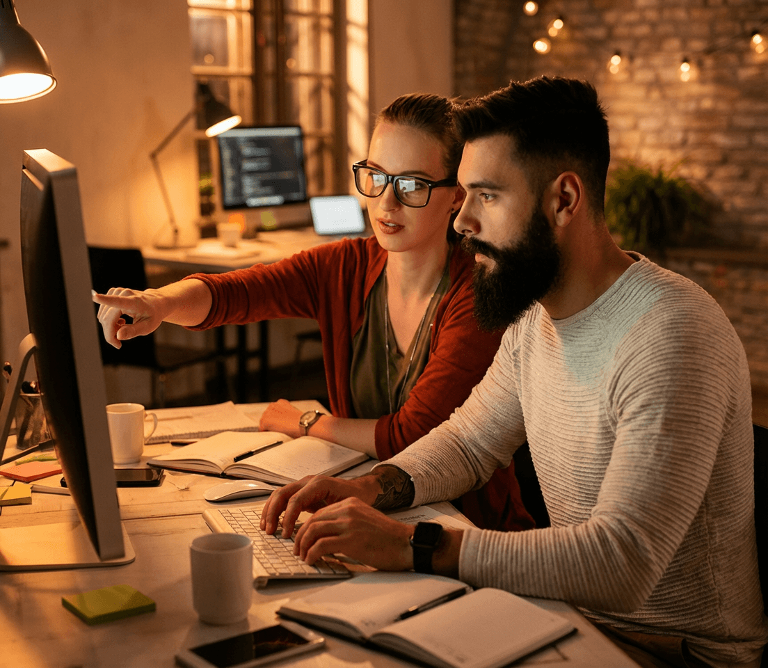 Tvareet team collaborating at workstations